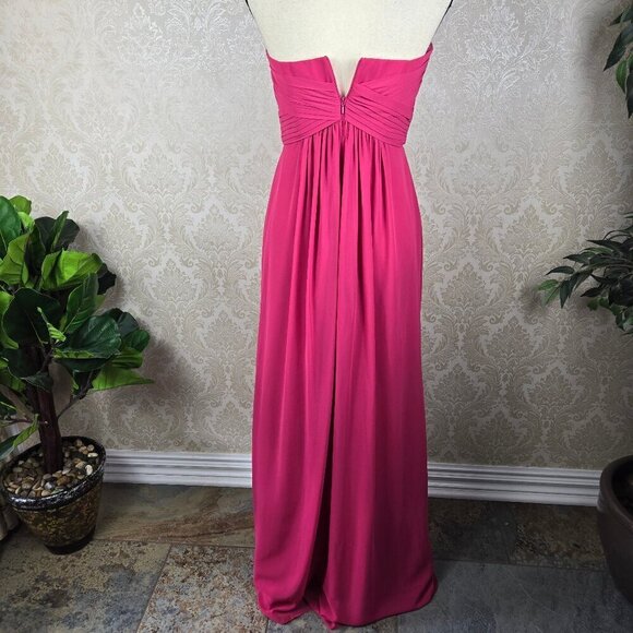 David's Bridal Size 4 Strapless Pink Floor Length Gown Pleated Top Flowy Skirt - Picture 7 of 12